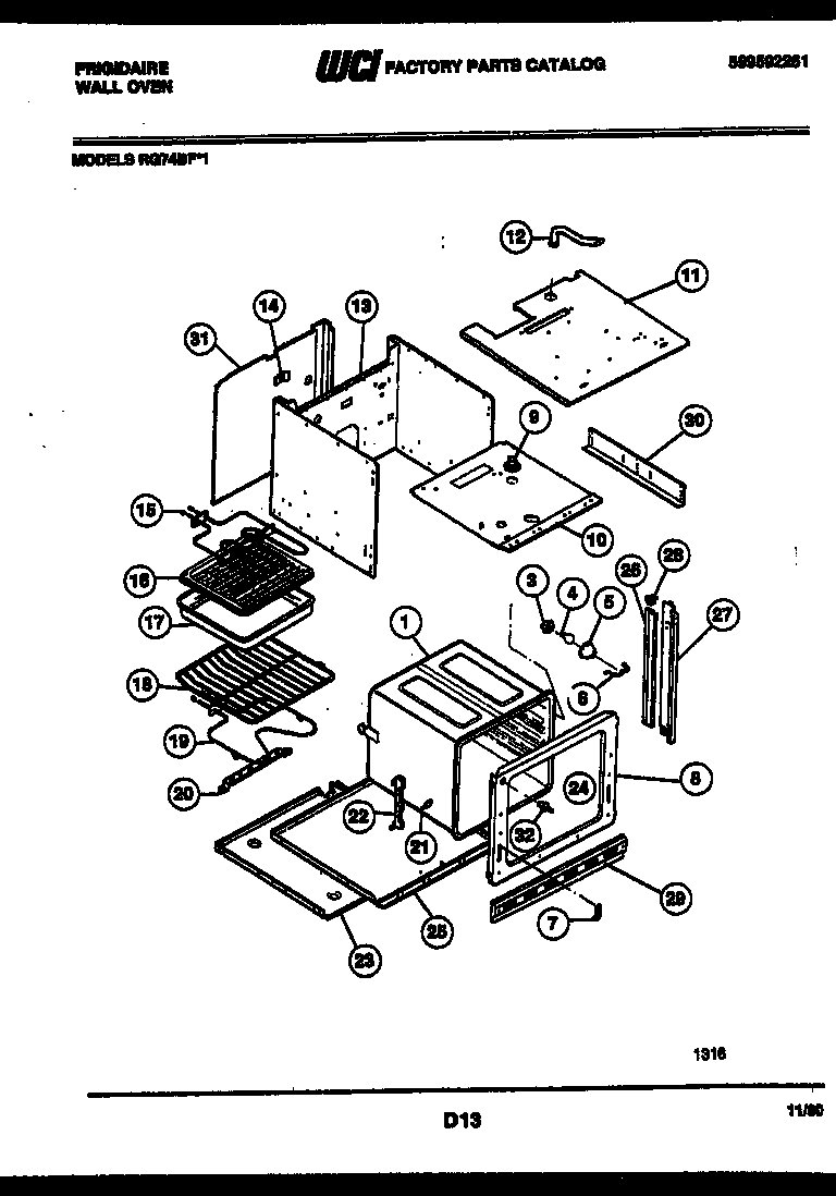 Frigidaire RG74BFB1 body parts diagram