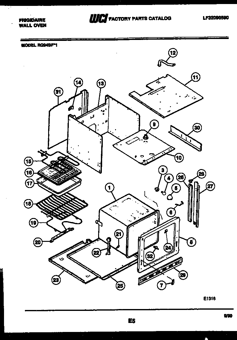 Frigidaire RG94BFB1 body parts diagram