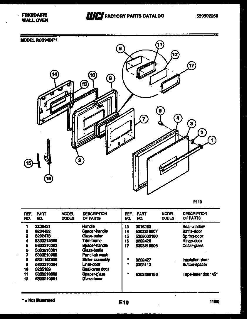 Frigidaire REG94BFB1 door parts diagram