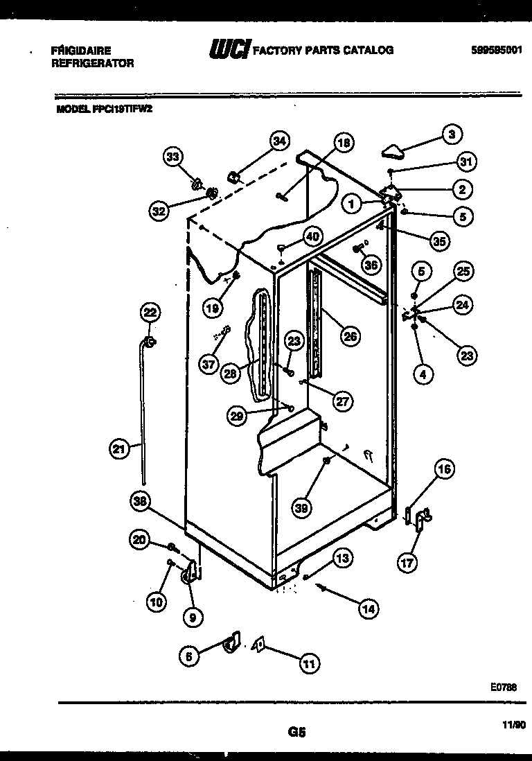Frigidaire FPCI19TIFH2 cabinet parts diagram