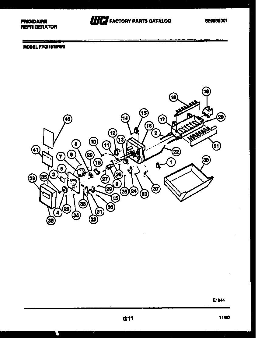 Frigidaire FPCI19TIFH2 ice maker parts diagram
