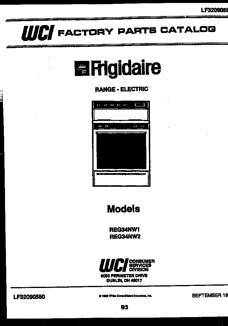 Frigidaire REG34NW2 cover diagram