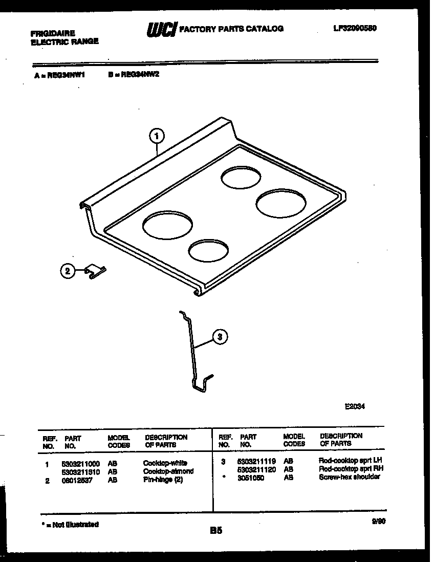 Frigidaire REG34NW2 cooktop parts diagram