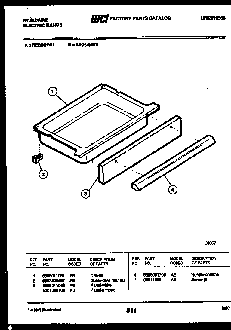 Frigidaire REG34NW2 drawer parts diagram