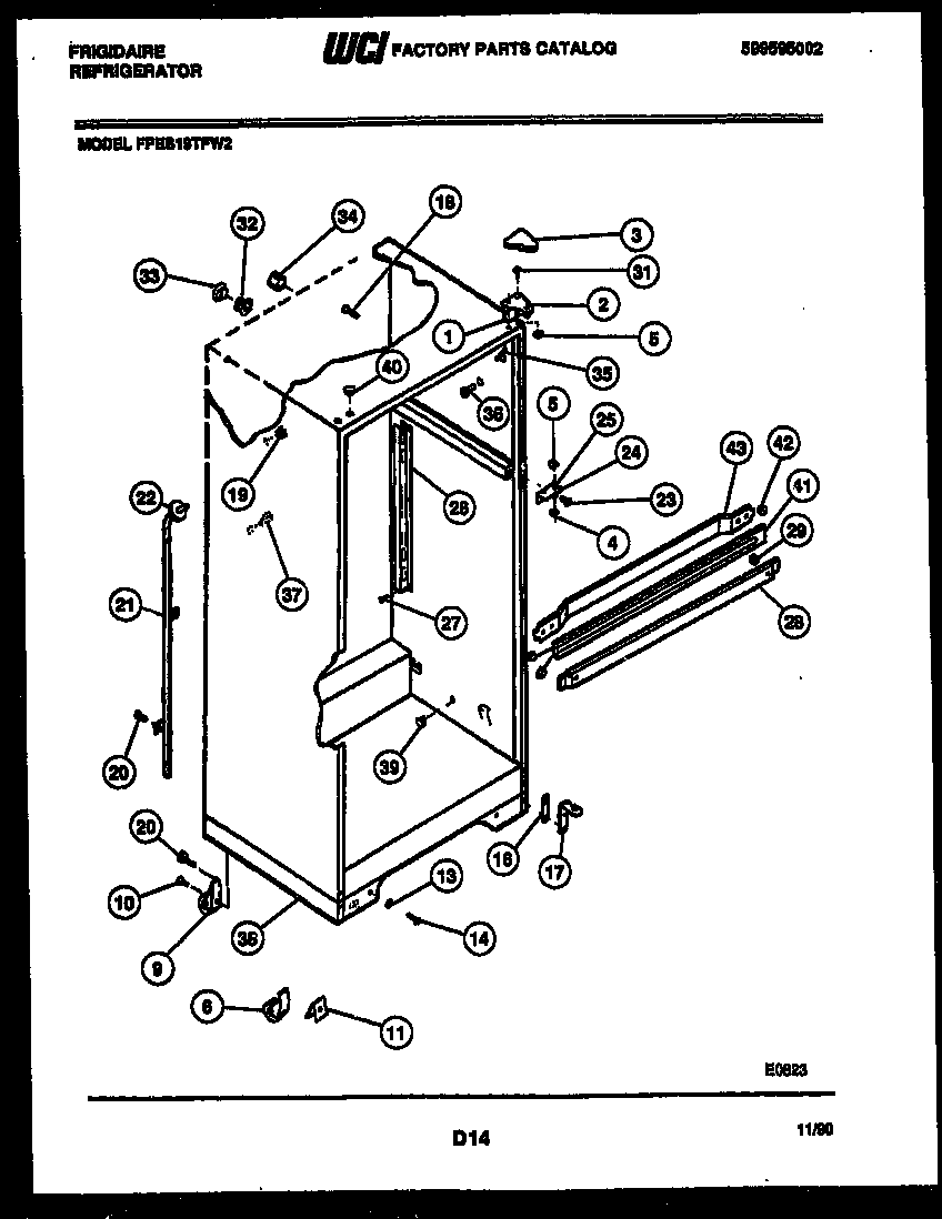 Frigidaire FPES19TFH2 cabinet parts diagram