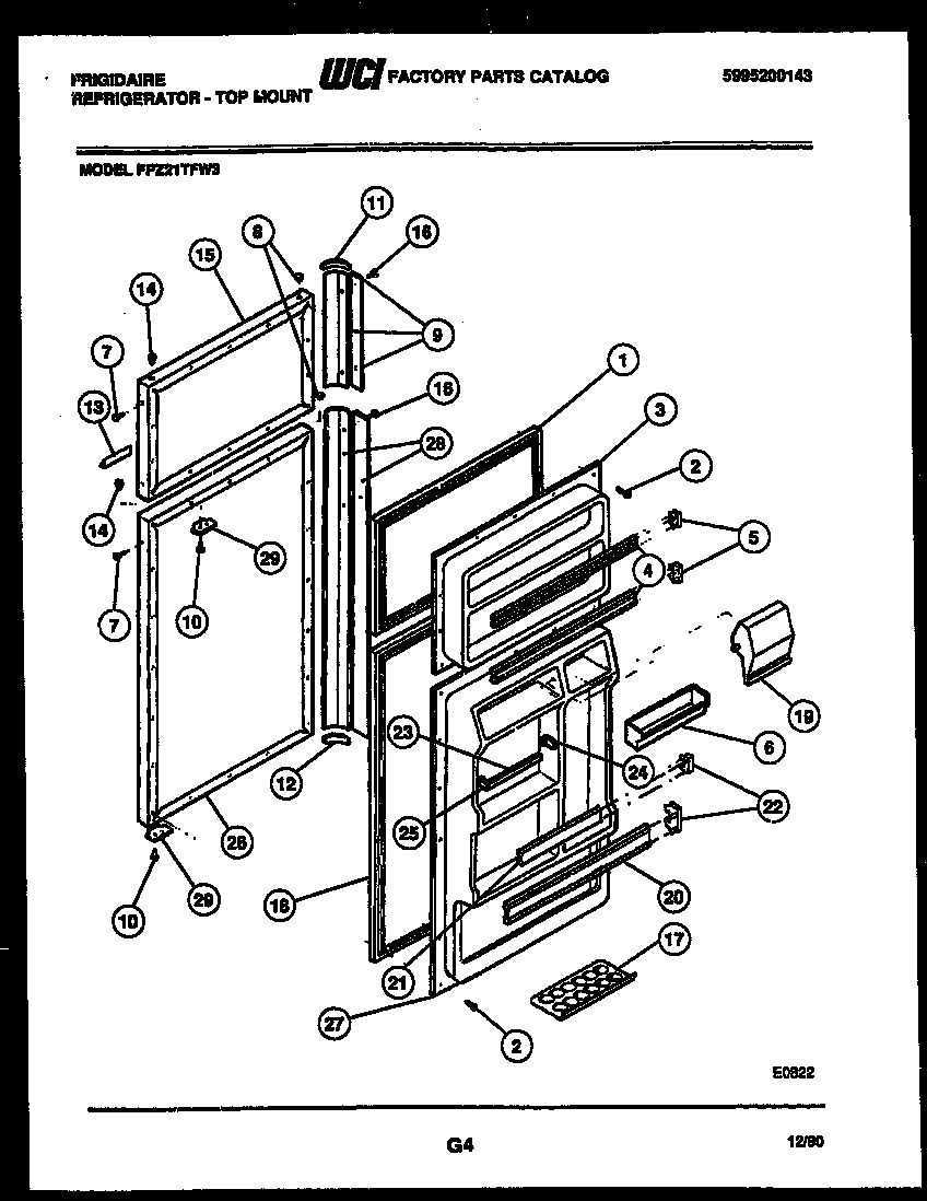 Frigidaire FPZ21TFF3 door parts diagram