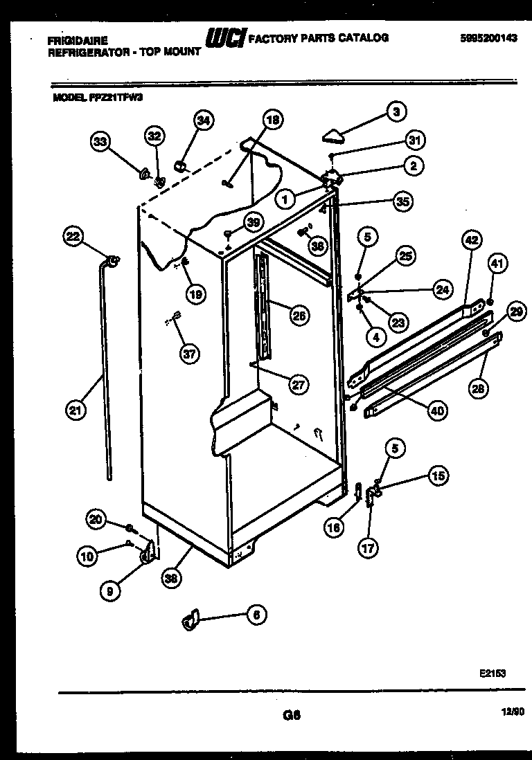 Frigidaire FPZ21TFF3 cabinet parts diagram