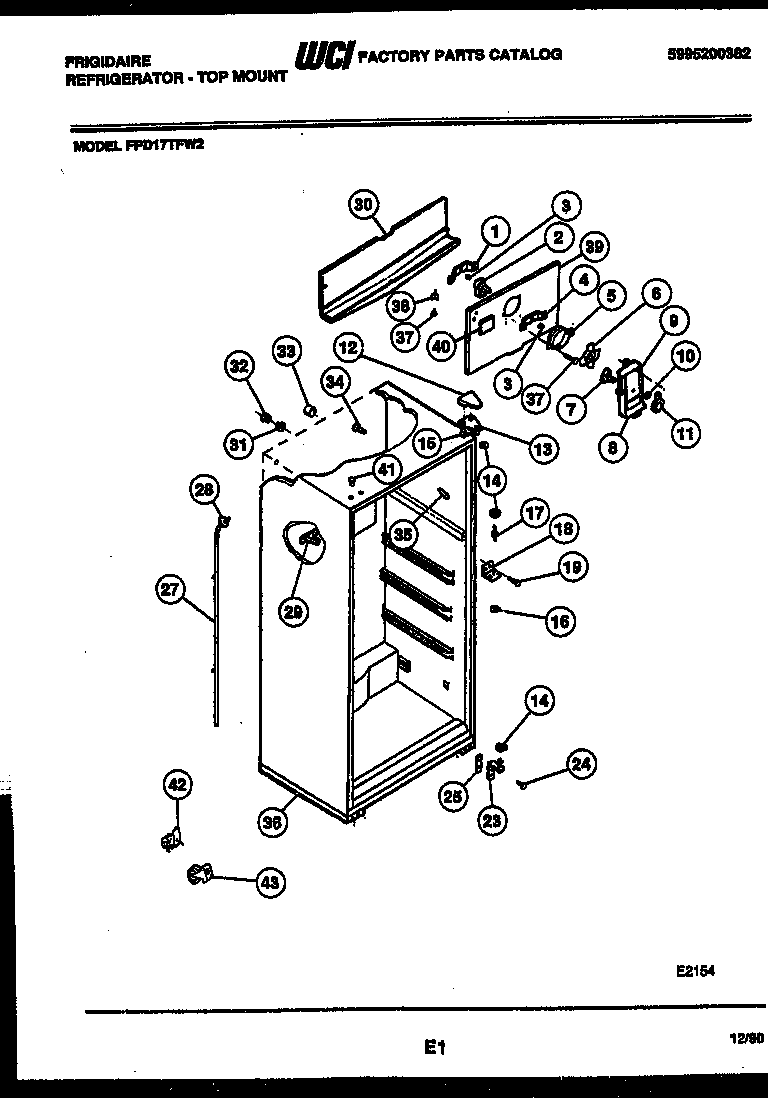 Frigidaire FPD17TFL2 cabinet parts diagram