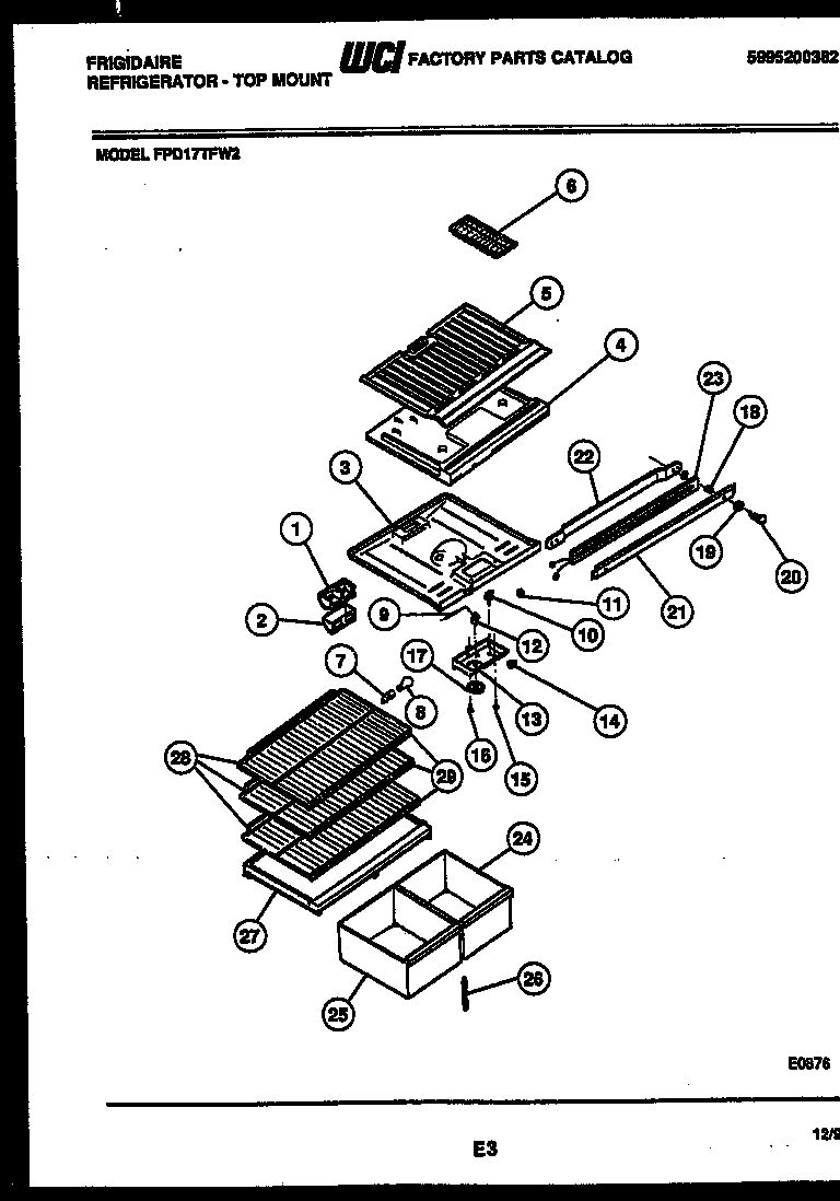 Frigidaire FPD17TFL2 shelves and supports diagram