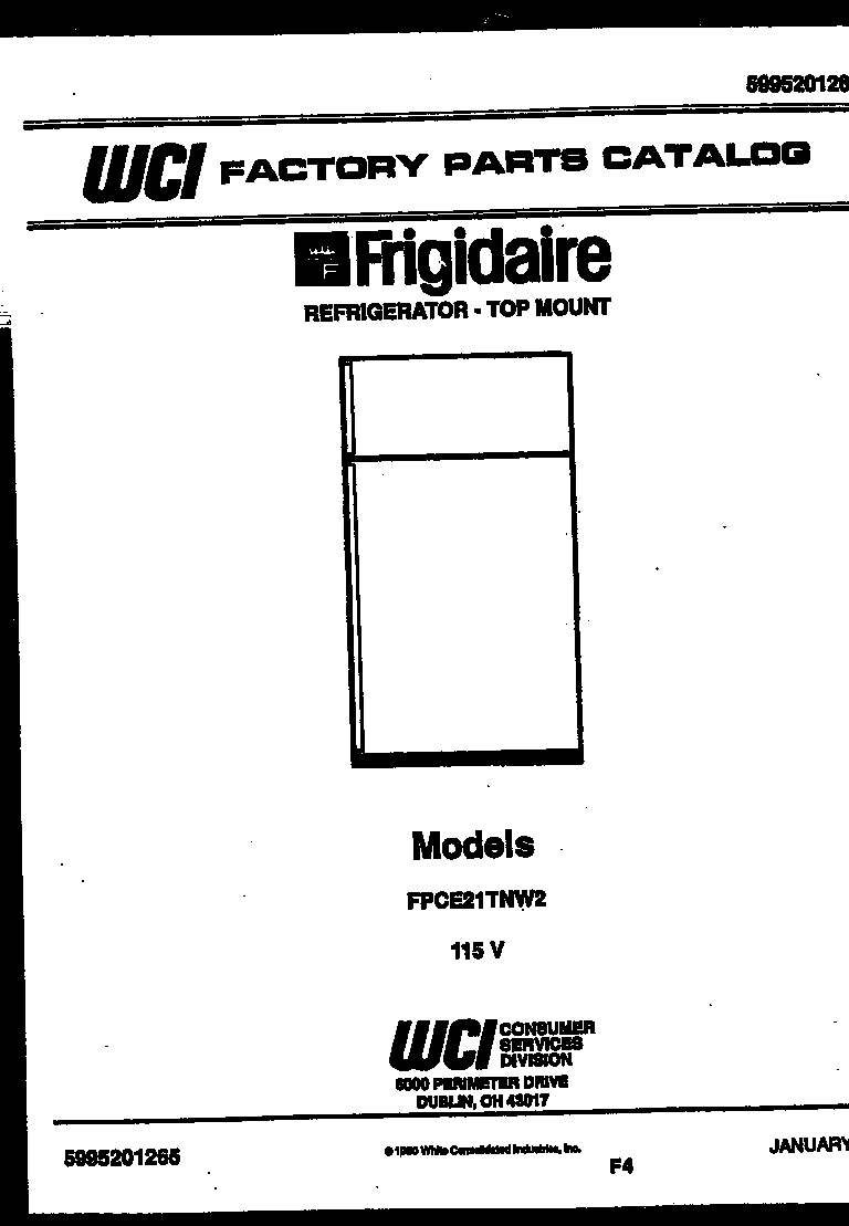 Frigidaire FPCE21TNW2 cover page diagram