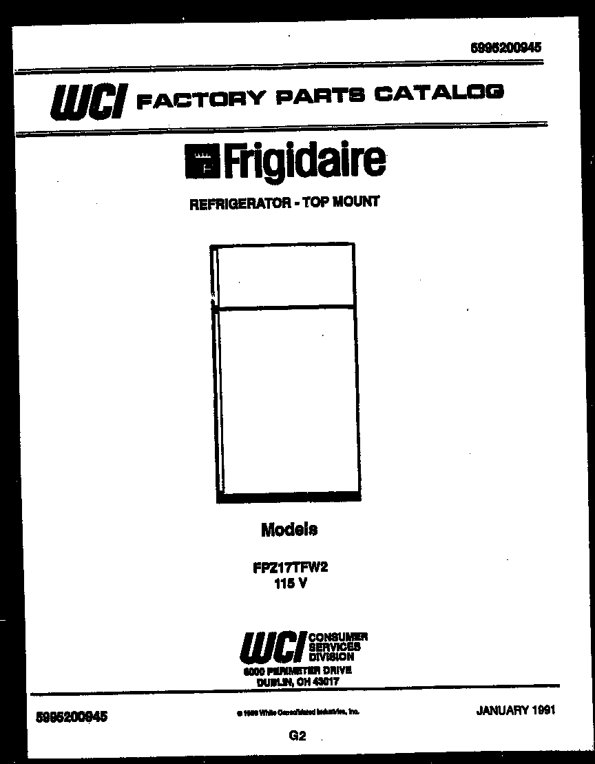 Frigidaire FPZ17TFA2 cover diagram