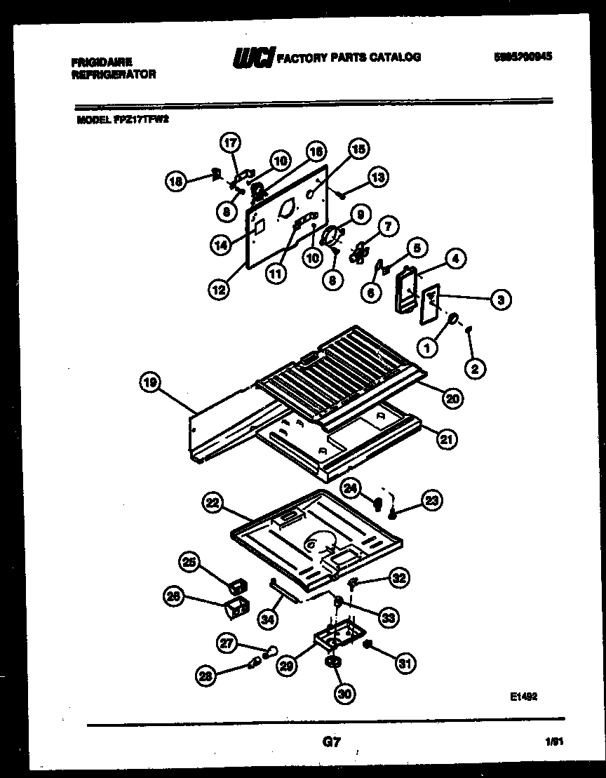 Frigidaire FPZ17TFA2 shelves and supports diagram