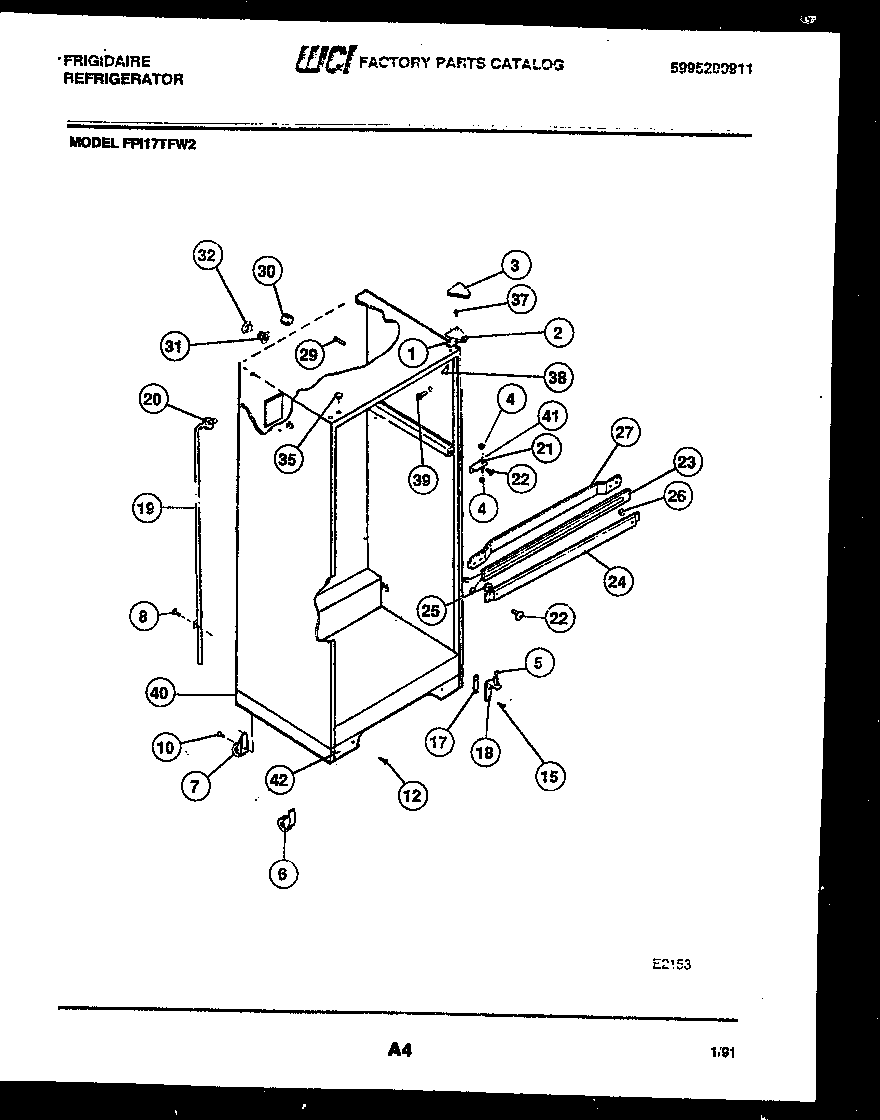 Frigidaire FPI17TFH2 cabinet parts diagram
