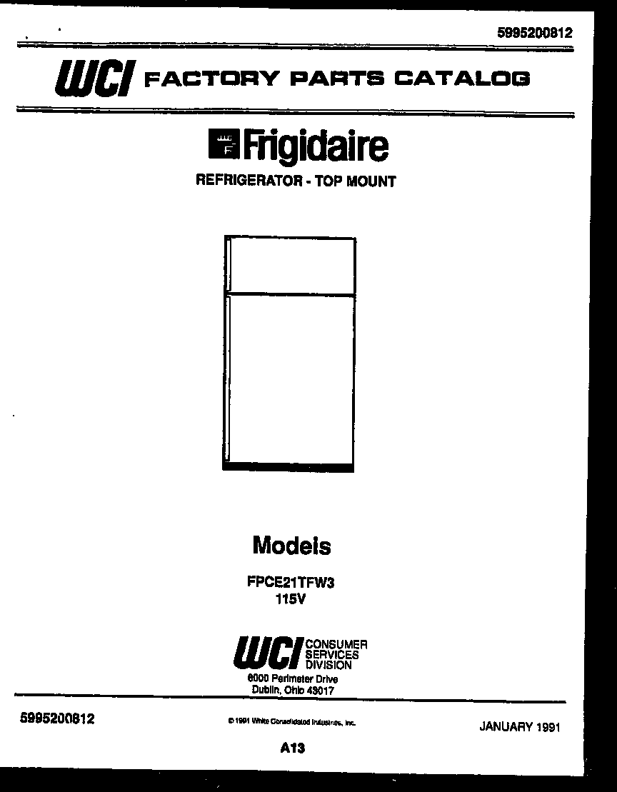 Frigidaire FPCE21TFW3 cover diagram