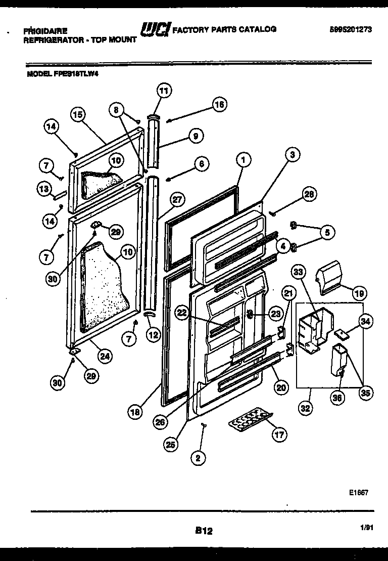 Frigidaire FPES18TLL4 door parts diagram