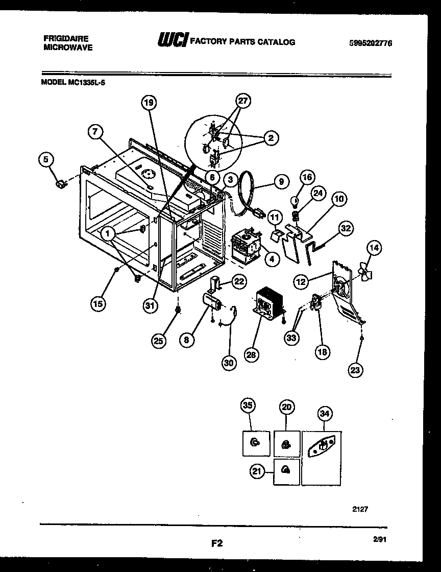 Frigidaire MC1335L5 functional parts diagram