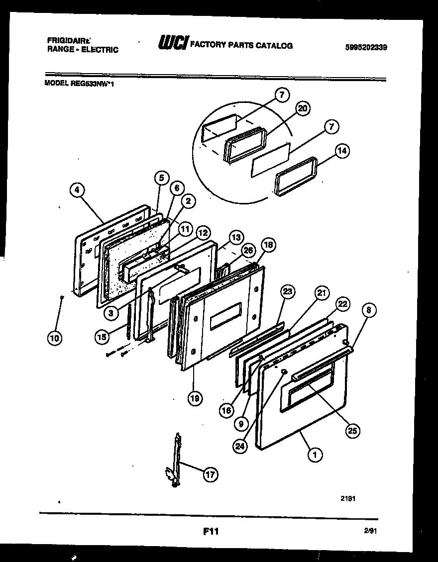 Frigidaire REG533NL1 door parts diagram