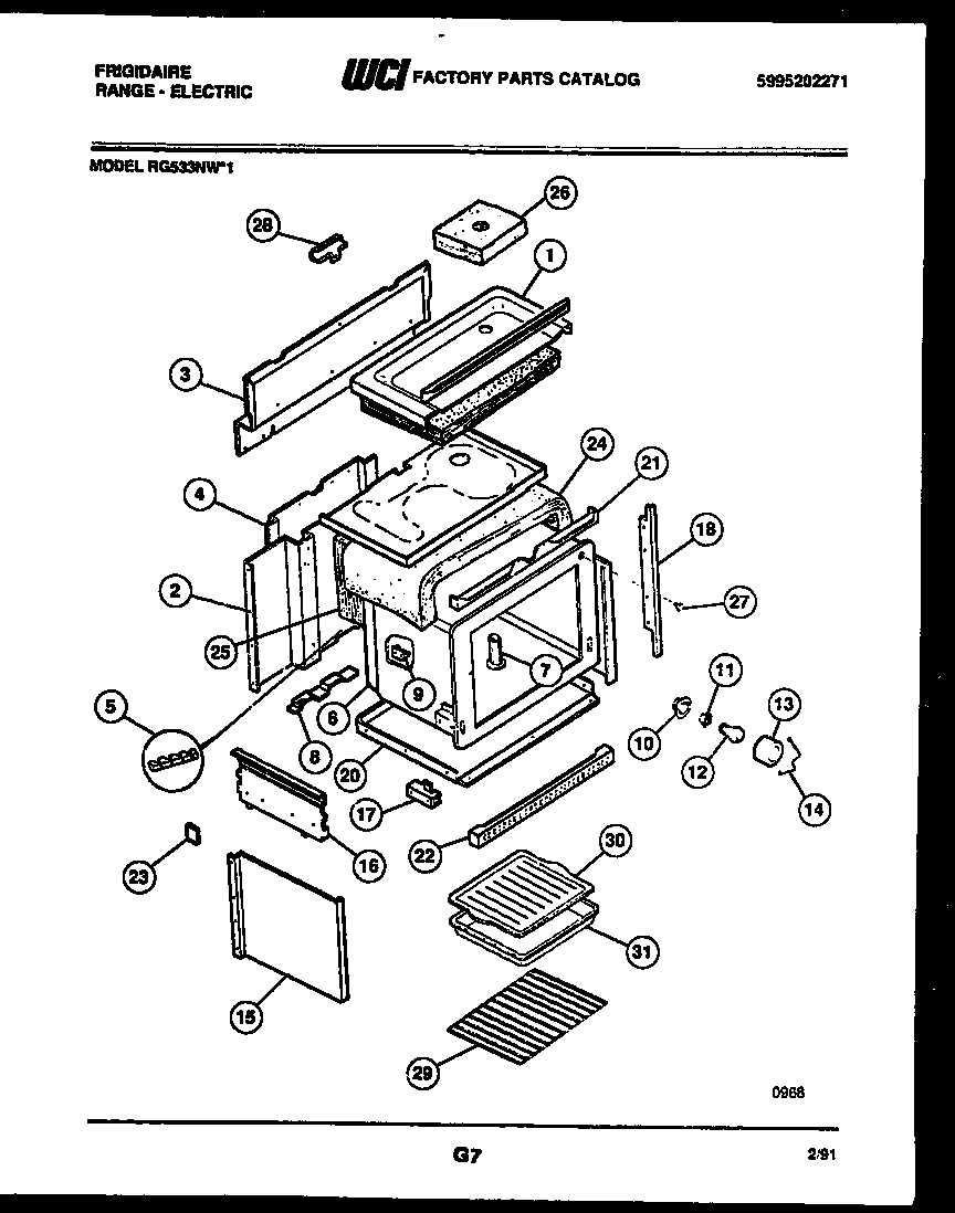 Frigidaire RG533NL1 body parts diagram