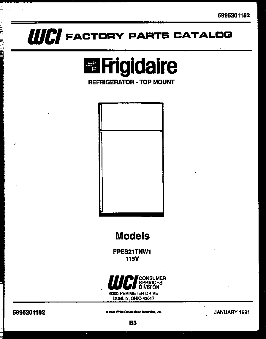 Frigidaire FPES21TNF1 cover diagram