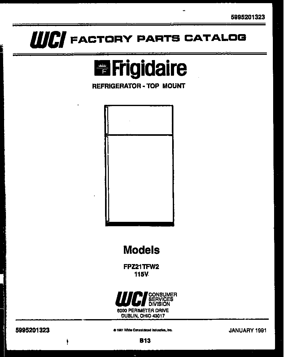 Frigidaire FPZ21TFW2 cover diagram