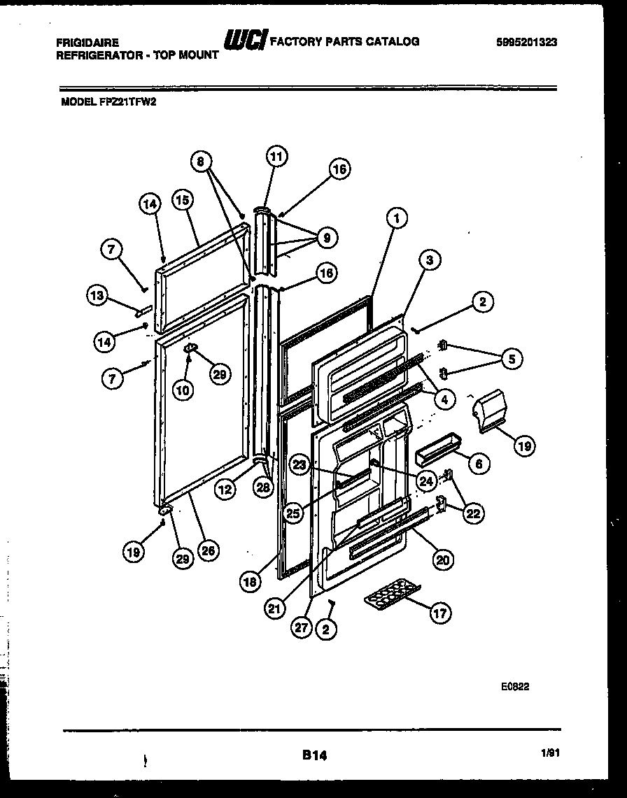 Frigidaire FPZ21TFW2 door parts diagram