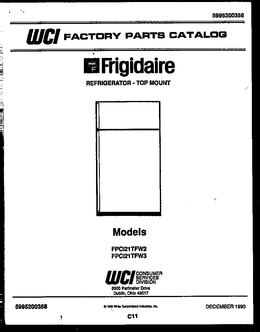 Frigidaire FPCI21TFW3 cover diagram