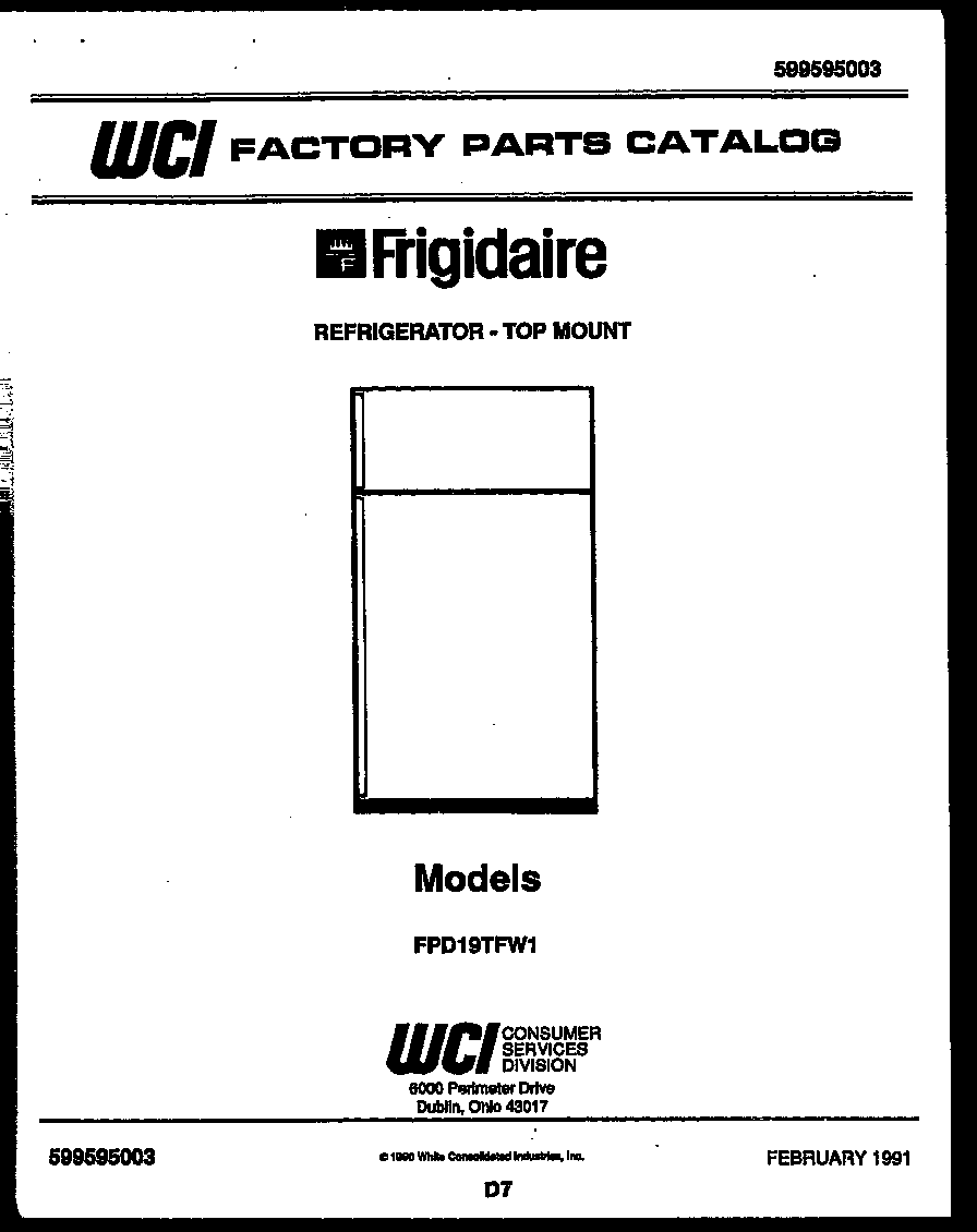Frigidaire FPD19TFL1 cover diagram
