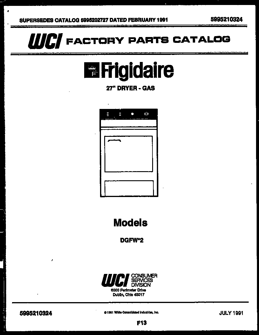 Frigidaire DGFW2 null diagram