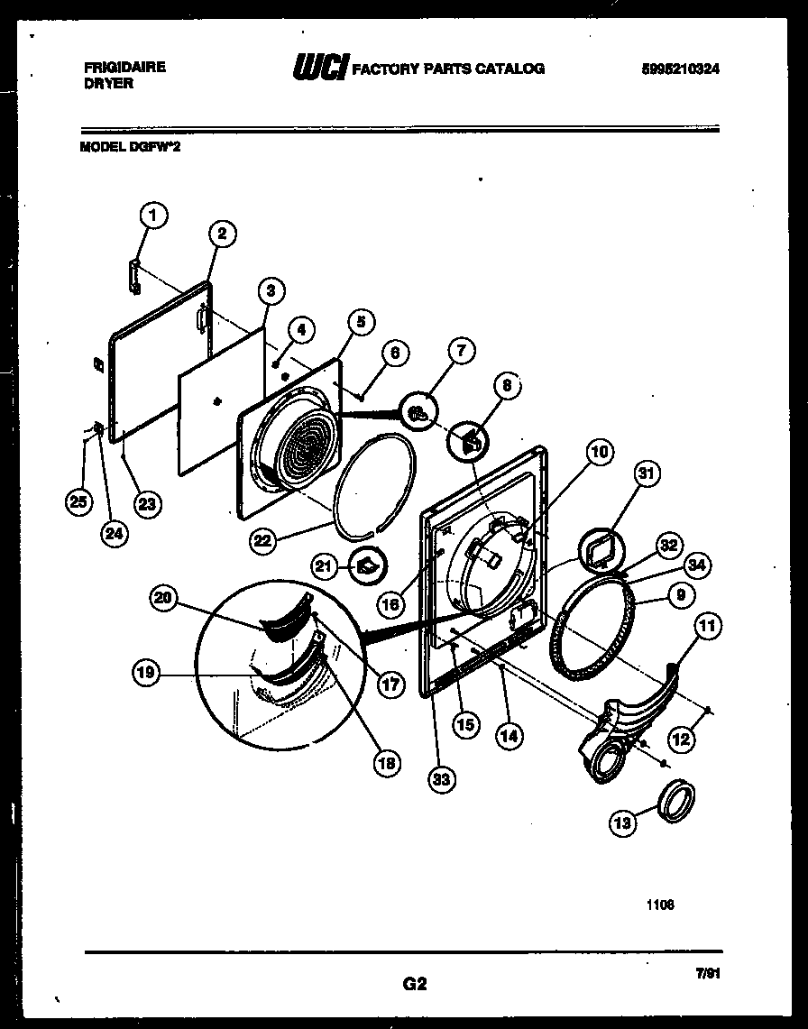 Frigidaire DGFW2 door parts diagram