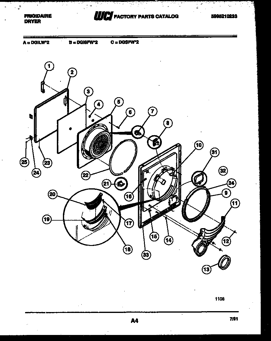 Frigidaire DGISFL2 door parts diagram