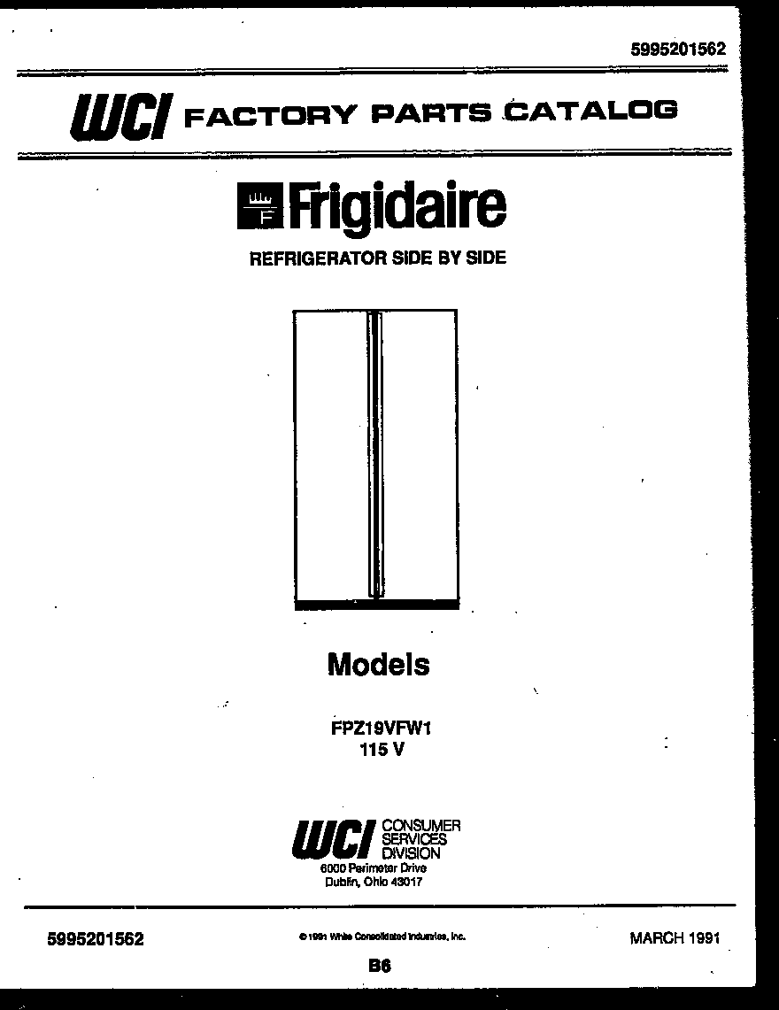 Frigidaire FPZ19VFH1 front cover diagram