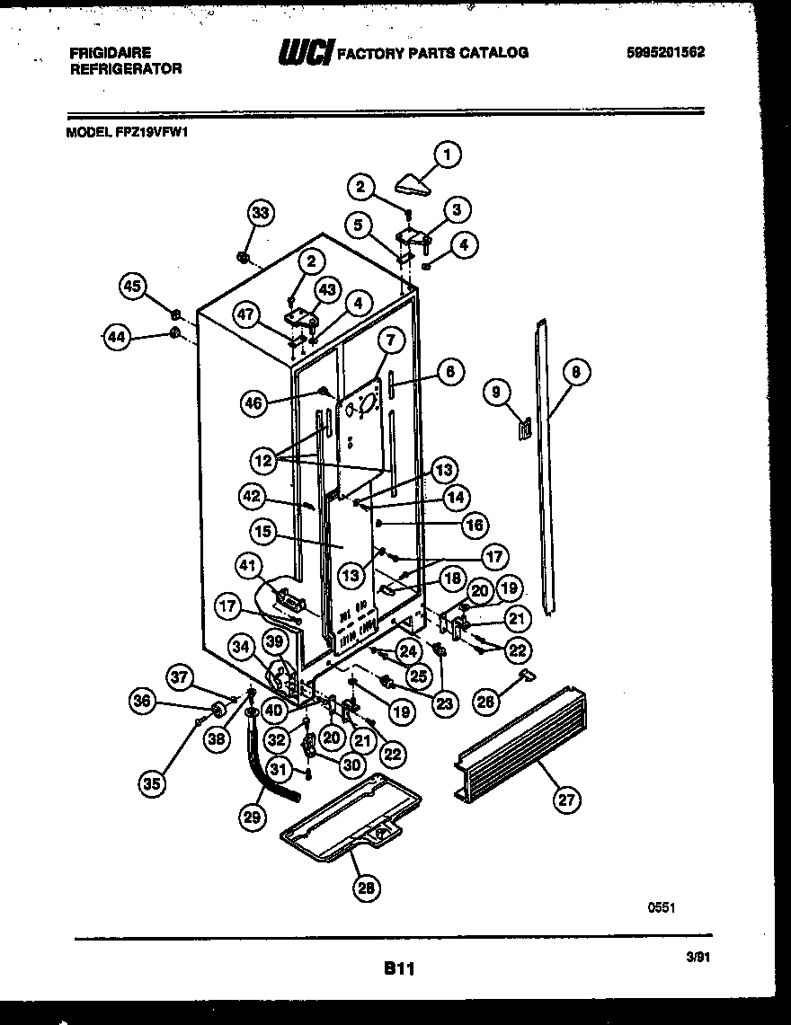 Frigidaire FPZ19VFH1 cabinet parts diagram