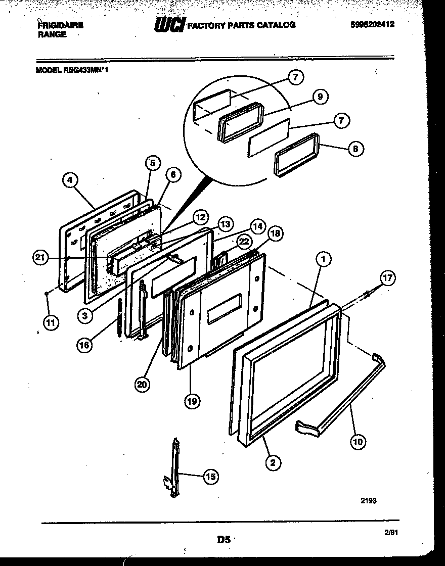 Frigidaire REG433MNW1 door parts diagram