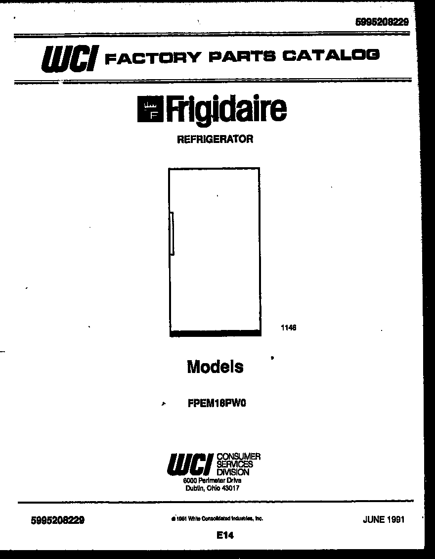 Frigidaire FPEM18PL0 front cover diagram