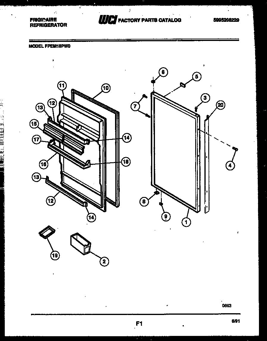 Frigidaire FPEM18PL0 door parts diagram