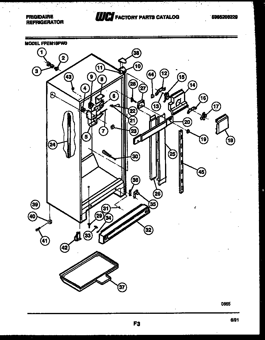 Frigidaire FPEM18PL0 cabinet parts diagram