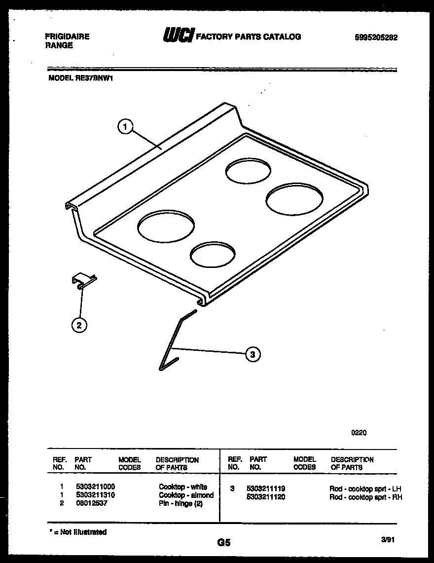 Frigidaire RE37BNW1 cooktop parts diagram