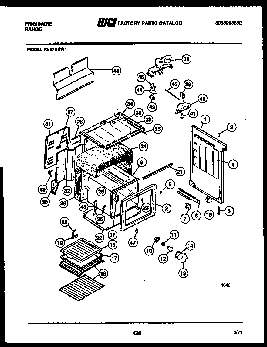 Frigidaire RE37BNW1 body parts diagram
