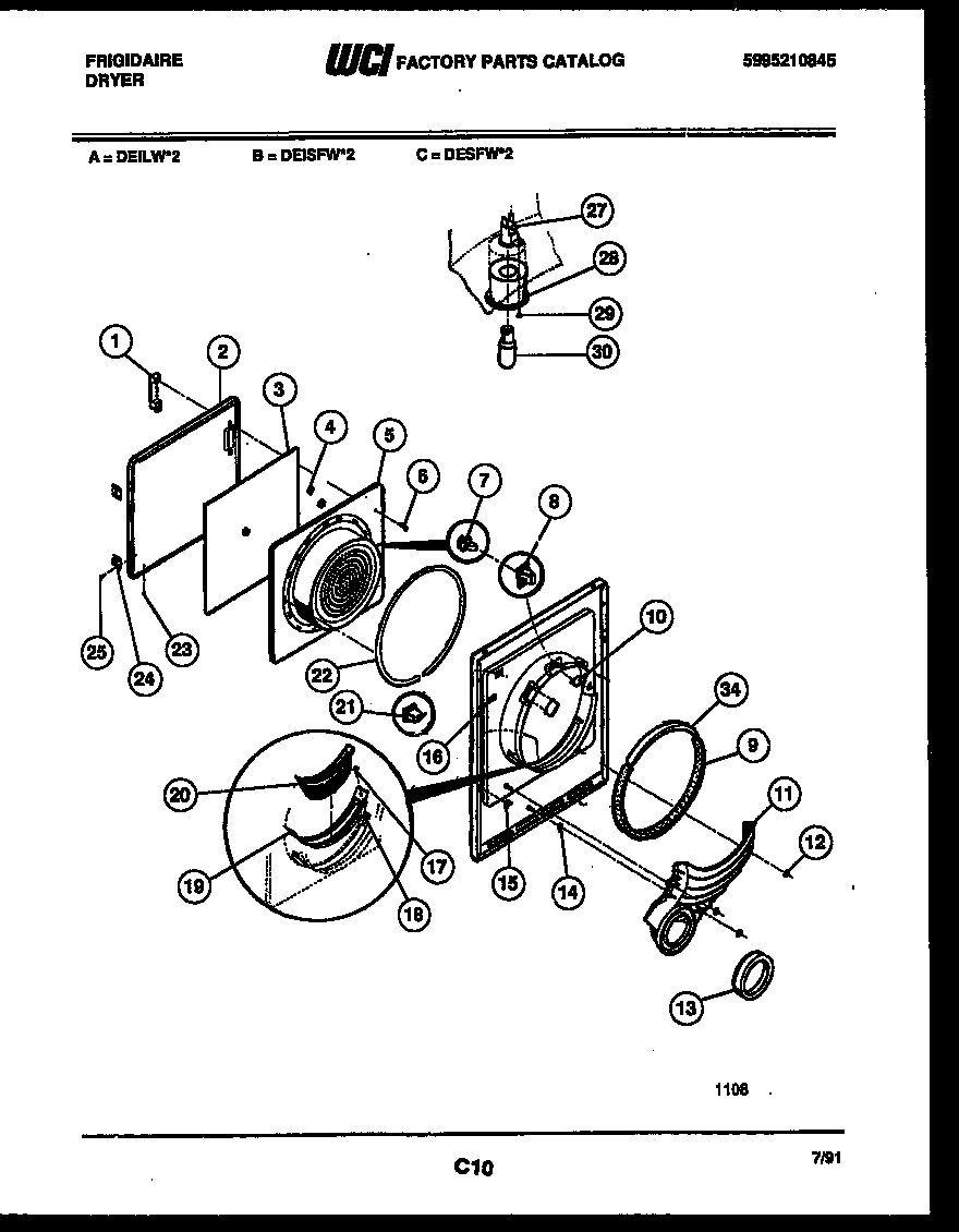 Frigidaire DEILW2 door parts diagram