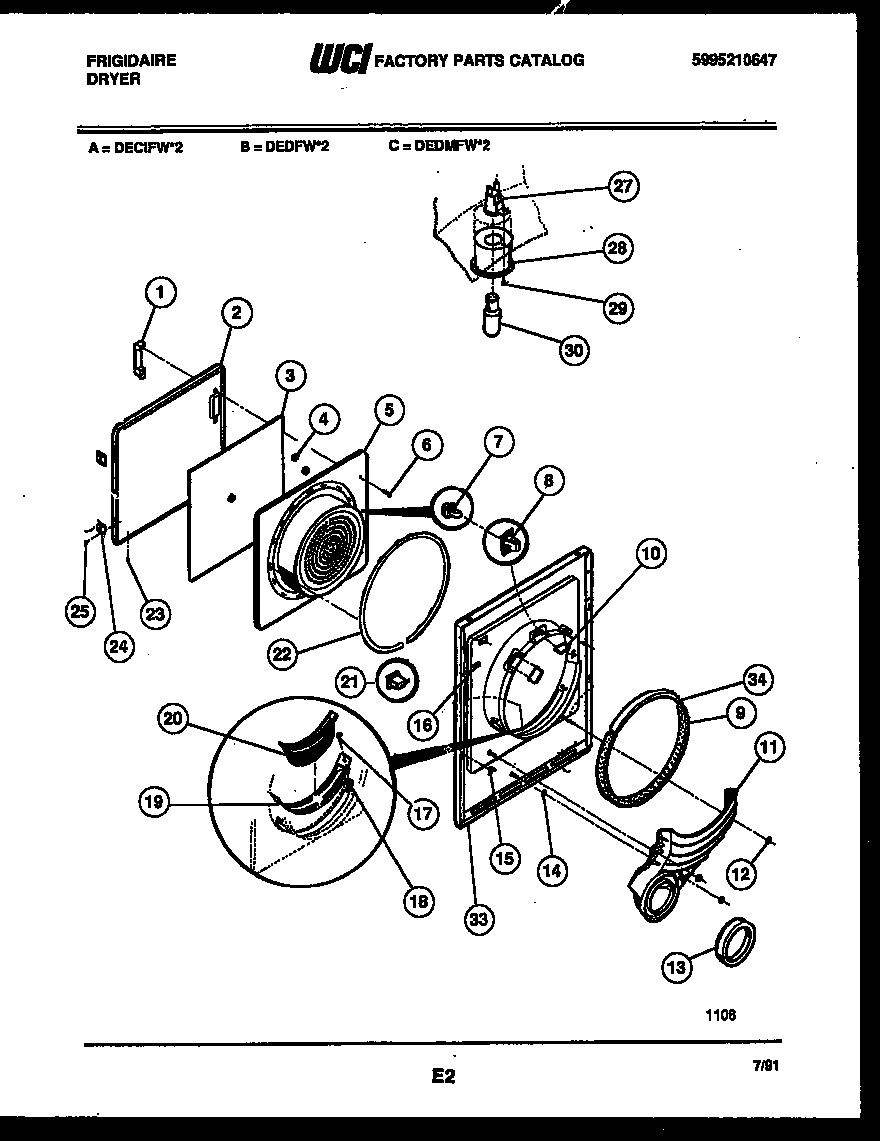 Frigidaire DEDMFH2 door parts diagram