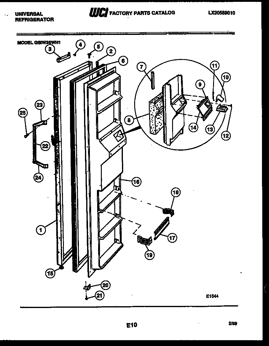 Frigidaire GSIW36BH1 freezer door parts diagram