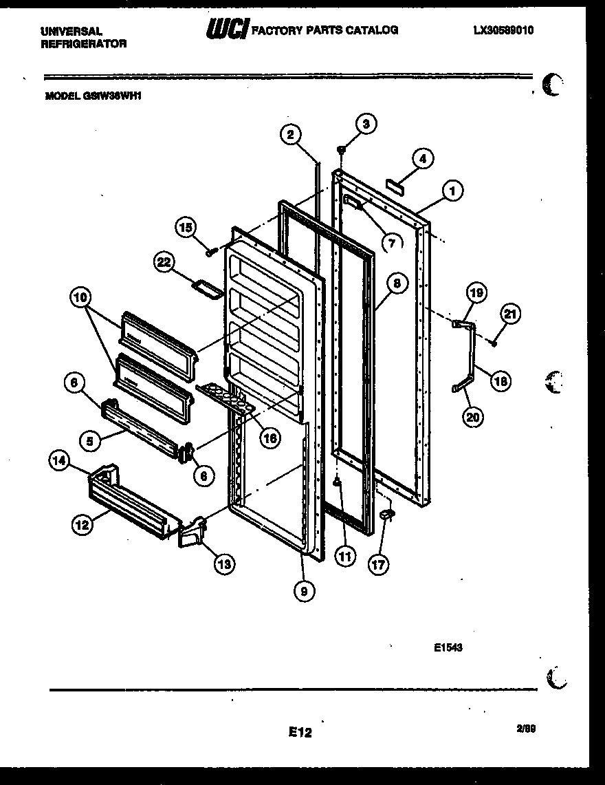 Frigidaire GSIW36BH1 refrigerator door parts diagram