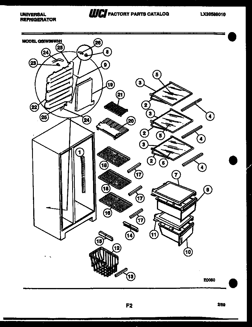 Frigidaire GSIW36BH1 shelves and supports diagram