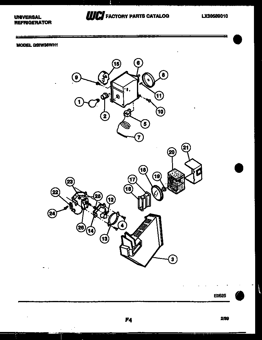 Frigidaire GSIW36BH1 refrigerator control assembly, damper control assembly and f diagram