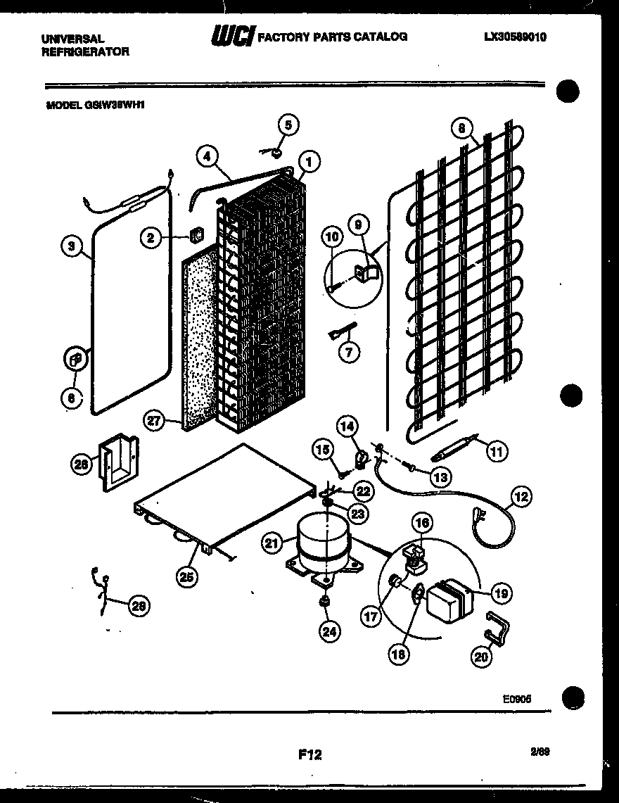 Frigidaire GSIW36BH1 system and automatic defrost parts diagram