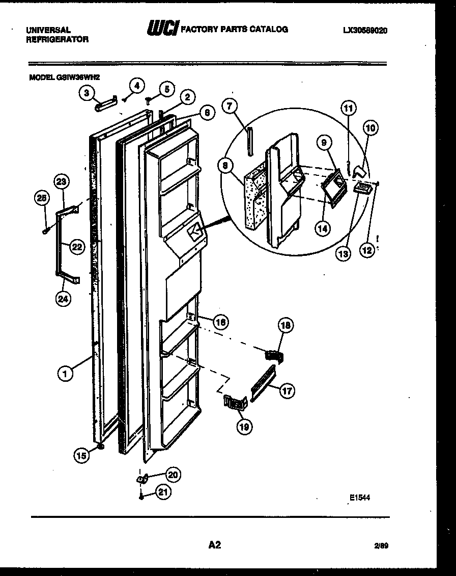 Frigidaire GSIW36CH2 freezer door parts diagram