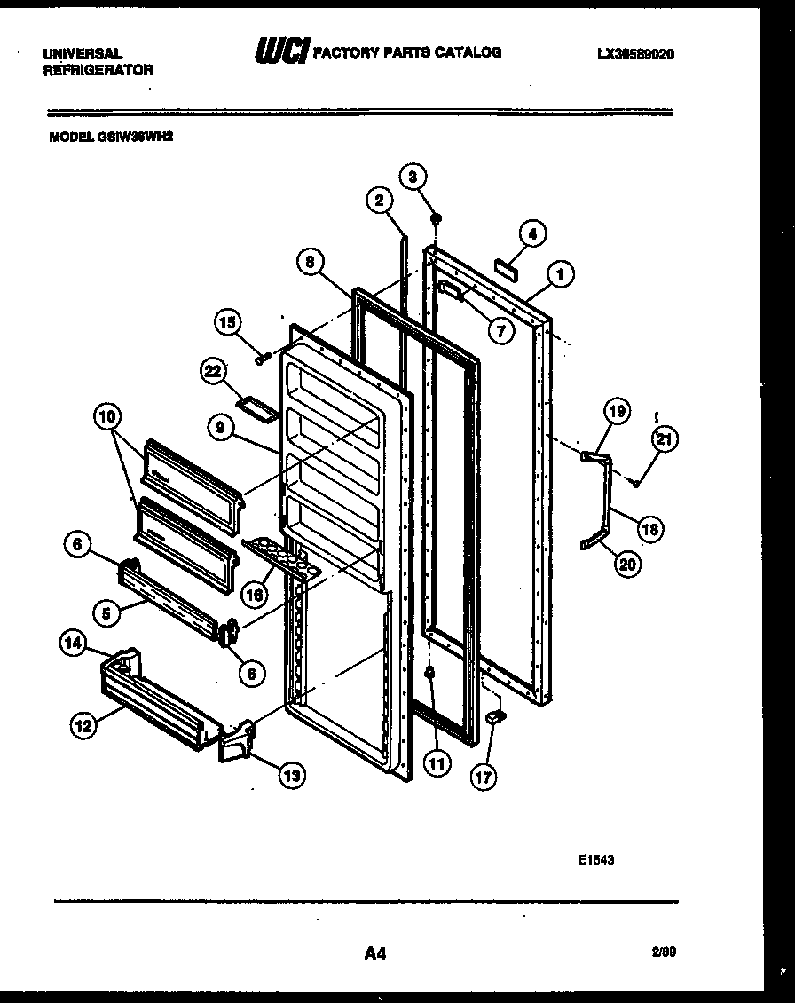 Frigidaire GSIW36CH2 refrigerator door parts diagram