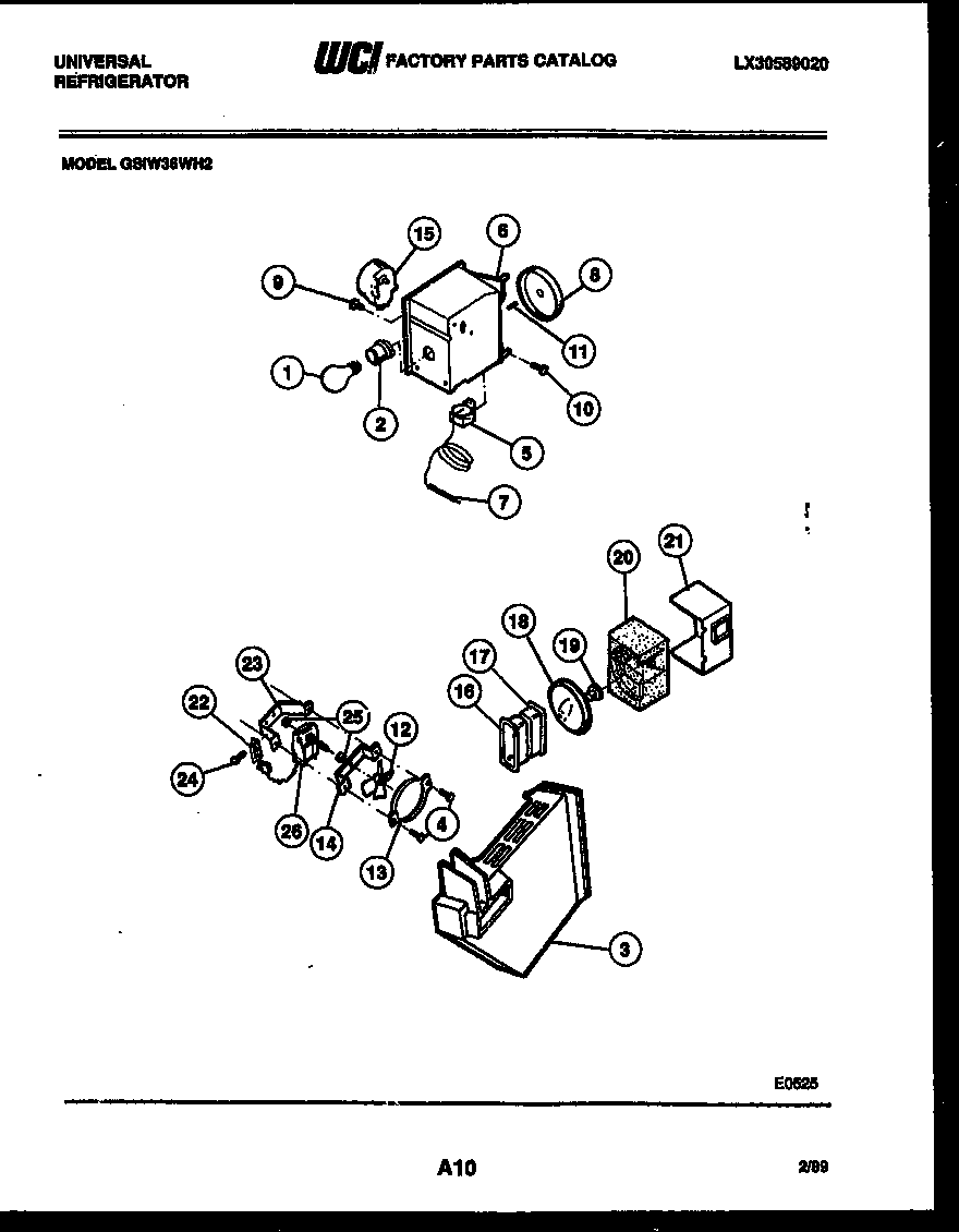 Frigidaire GSIW36CH2 refrigerator control assembly, damper control assembly and f diagram