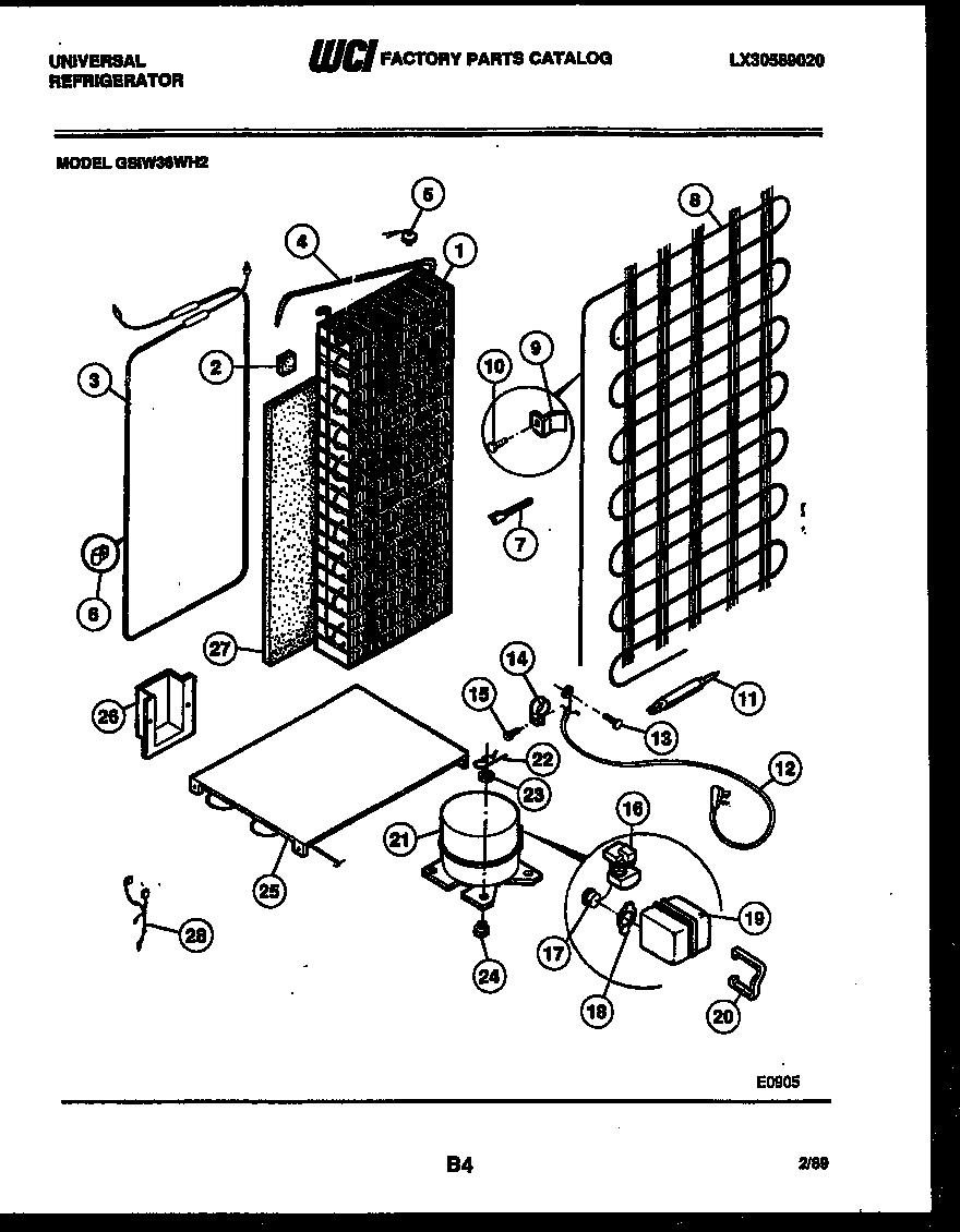 Frigidaire GSIW36CH2 system and automatic defrost parts diagram
