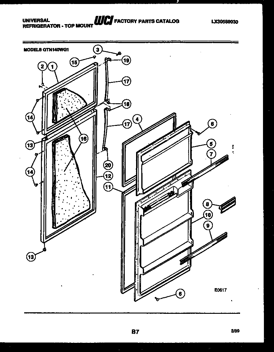 Gibson GTN140BG1 door parts diagram